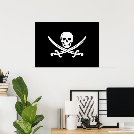 Jolly Roger Pirate Flag Poster (Thuiskantoor)