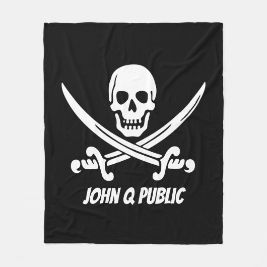 Jolly Roger Pirate Flag w/ Name Fleece Deken (Voorkant)