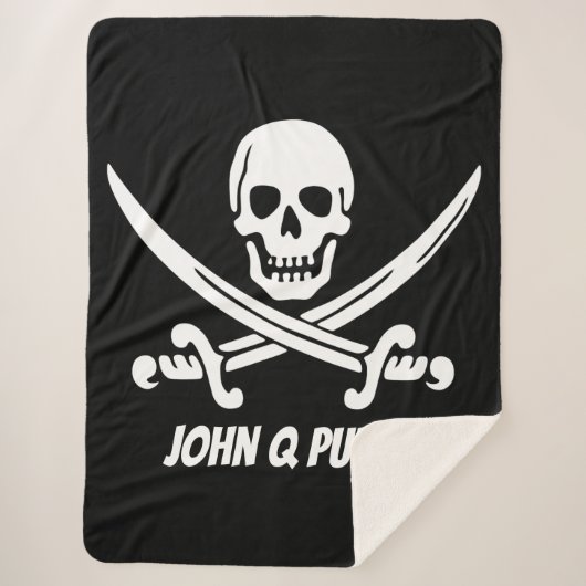 Jolly Roger Pirate Flag w/ Name Sherpa Deken (Voorkant)