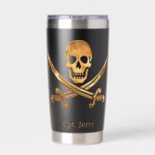 Jolly Roger Pirate Gold Custom Geïsoleerde Drinkbeker (Achterkant)