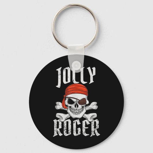 Jolly Roger Pirate Halloween Skull and Crossbones  Sleutelhanger (Voorkant)