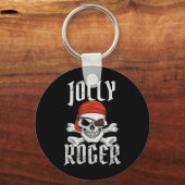 Jolly Roger Pirate Halloween Skull and Crossbones  Sleutelhanger (Voorkant)