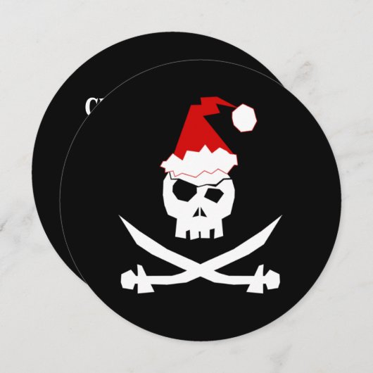 + Jolly Roger | Pirate Santa + [Feestdag] Kaart (Voorkant / Achterkant)