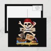 Jolly Roger, Pirate Ship & Pirate's Chest Briefkaart (Voorkant / Achterkant)