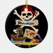 Jolly Roger, Pirate Ship & Pirate's Chest Keramisch Ornament (Voorkant)