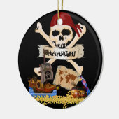 Jolly Roger, Pirate Ship & Pirate's Chest Keramisch Ornament (Links)