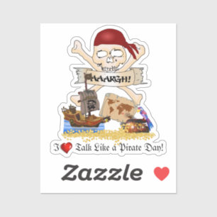 Jolly Roger, Pirate Ship & Pirate's Chest Sticker