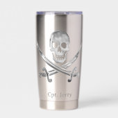 Jolly Roger Pirate Silver Custom Geïsoleerde Drinkbeker (Voorkant)