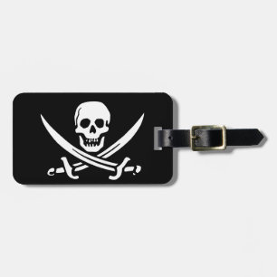 Jolly Roger Pirate Skull Bone Bagagelabel