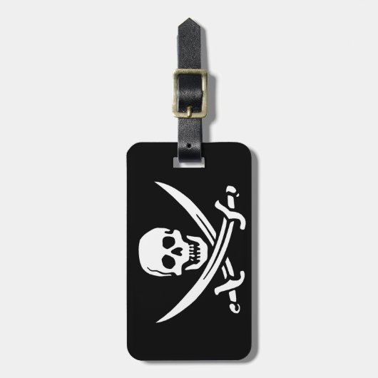 Jolly Roger Pirate Skull Bone Bagagelabel (Voorkant verticaal)