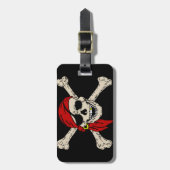 Jolly Roger Pirate Skull Botten Red Bandanna Bagagelabel (Voorkant verticaal)