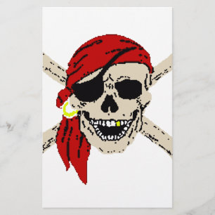 Jolly Roger Pirate Skull Botten Red Bandanna Briefpapier