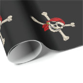 Jolly Roger Pirate Skull Botten Red Bandanna Cadeaupapier (Rol Hoek)