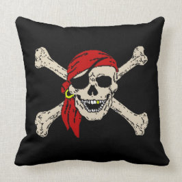Jolly Roger Pirate Skull Botten Red Bandanna Grote Kussen