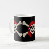 Jolly Roger Pirate Skull Botten Red Bandanna Koffiemok (Voorkant links)