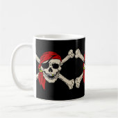 Jolly Roger Pirate Skull Botten Red Bandanna Koffiemok (Links)