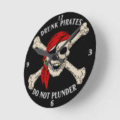 Jolly Roger Pirate Skull Botten Red Bandanna Round Ronde Klok (Hoek)
