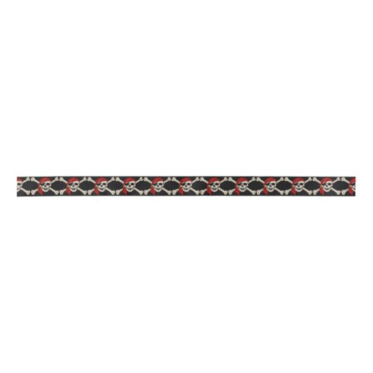 Jolly Roger Pirate Skull Botten Red Bandanna Satijnen Lint (Voorkant)