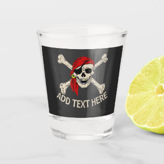 Jolly Roger Pirate Skull Botten Red Bandanna Shot Glas