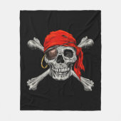 Jolly Roger Pirate Skull Crossbones Halloween Cost Fleece Deken (Voorkant)