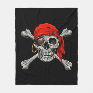 Jolly Roger Pirate Skull Crossbones Halloween Cost Fleece Deken
