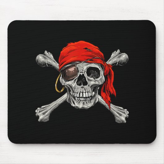 Jolly Roger Pirate Skull Crossbones Halloween Cost Muismat (Voorkant)
