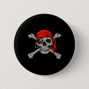 Jolly Roger Pirate Skull Crossbones Halloween Cost Ronde Button 5,7 Cm