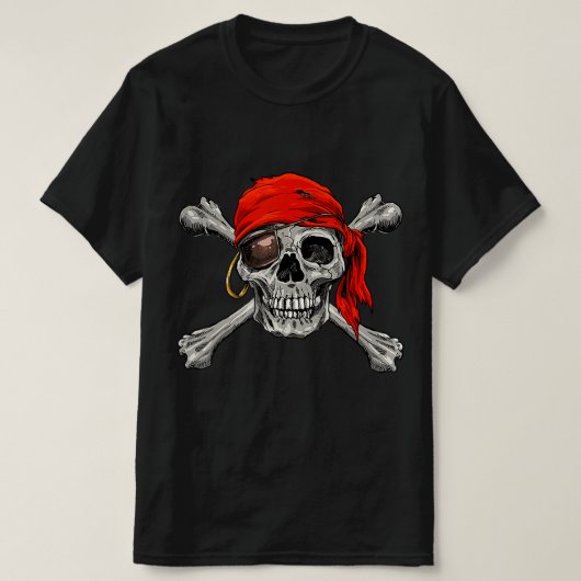 Jolly Roger Pirate Skull Crossbones Halloween Cost T-shirt (Design voorkant)