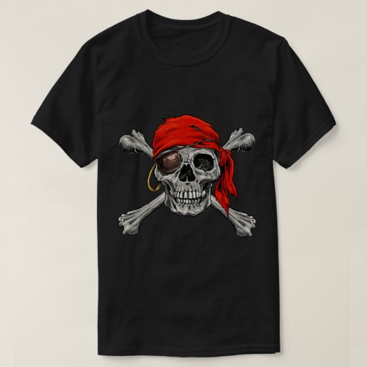 Jolly Roger Pirate Skull Crossbones Halloween Cost T-shirt (Design voorkant)