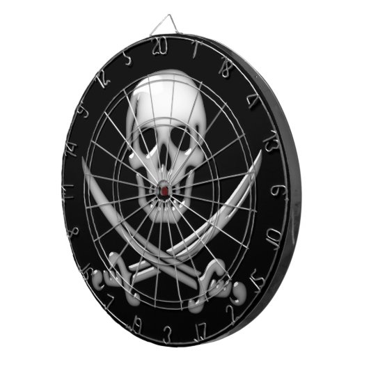 Jolly Roger Pirate Skull Dartbord (Voorkant Rechts)
