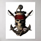 Jolly Roger Pirate Skull en Swords Sailing Anchor Poster (Voorkant)