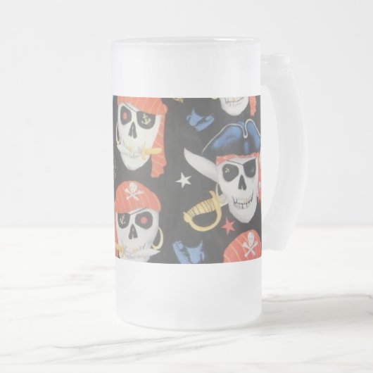 Jolly Roger Pirate Skull Matglas Bierpul (Voorkant rechts)