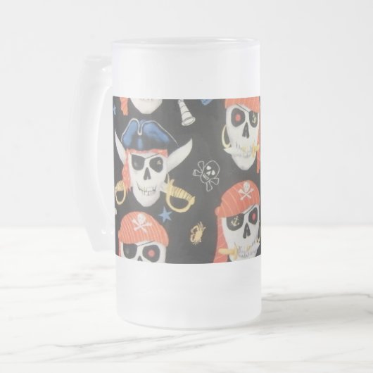 Jolly Roger Pirate Skull Matglas Bierpul (Voorkant links)