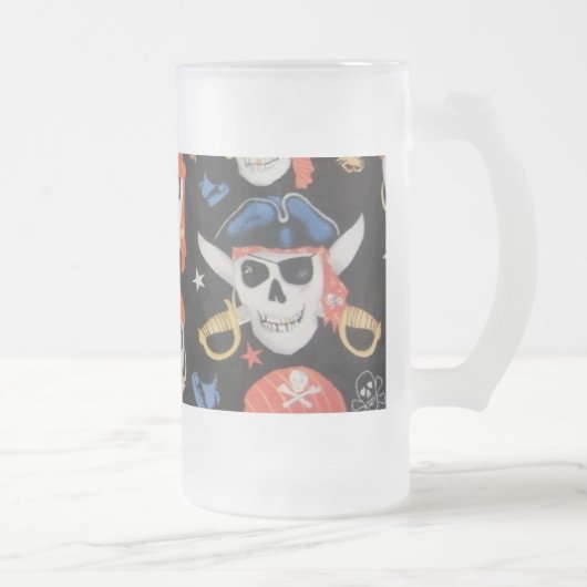Jolly Roger Pirate Skull Matglas Bierpul (Rechts)
