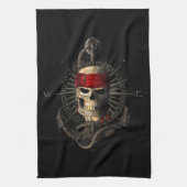 Jolly Roger Pirate Skull Sailing Compass Anchor Theedoek (Verticaal)