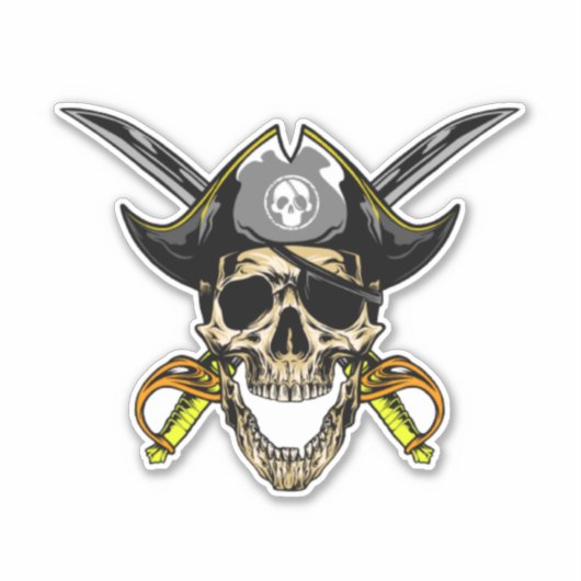 Jolly Roger pirate skull Sticker (Voorkant)