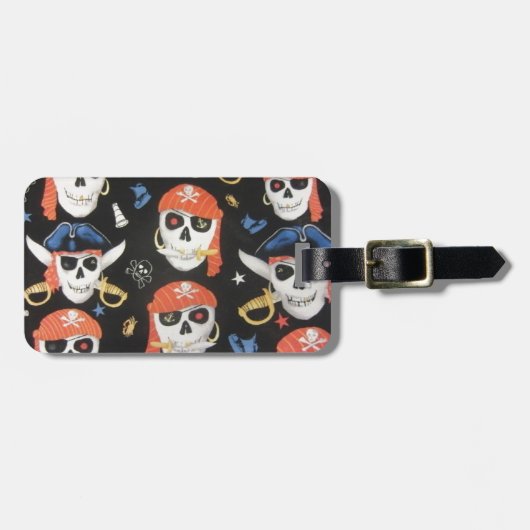 Jolly Roger Pirate Skulls Bagagelabel (Voorkant horizontaal)