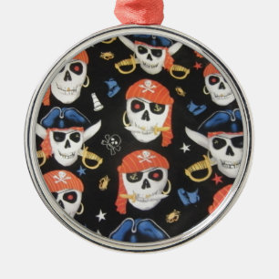Jolly Roger Pirate Skulls Metalen Ornament