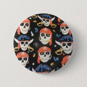 Jolly Roger Pirate Skulls Ronde Button 5,7 Cm