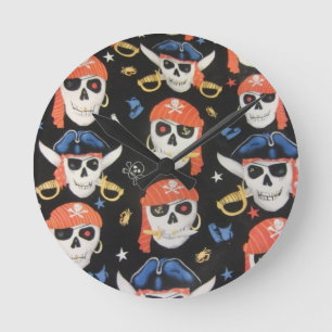 Jolly Roger Pirate Skulls Ronde Klok