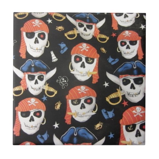 Jolly Roger Pirate Skulls Tegeltje (Voorkant)