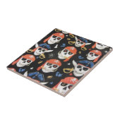 Jolly Roger Pirate Skulls Tegeltje (Zijkant)
