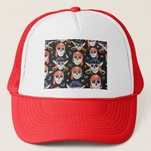 Jolly Roger Pirate Skulls Trucker Pet