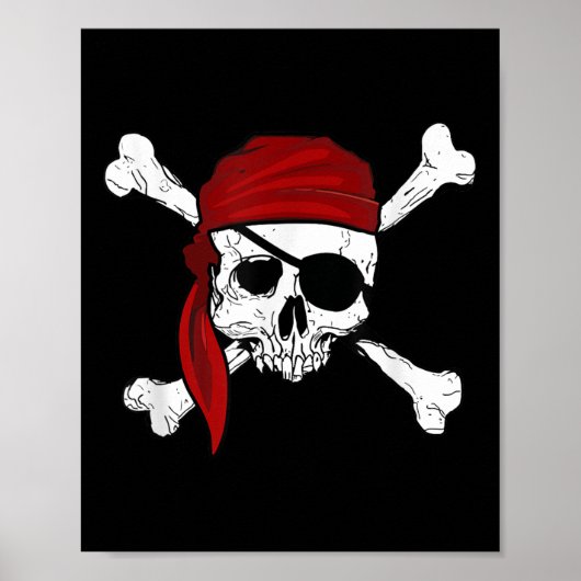Jolly Roger Pirate T-shirt Fun Pirates Skull and C Poster (Voorkant)
