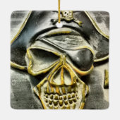 Jolly Roger Pirate Treasure Chest Keramisch Ornament (Achterkant)