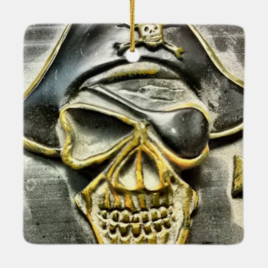 Jolly Roger Pirate Treasure Chest Keramisch Ornament (Achterkant)