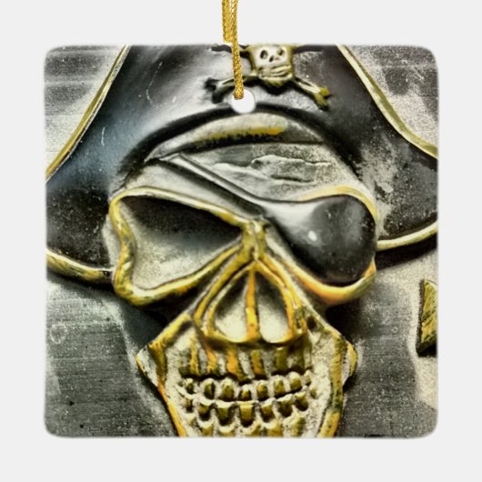 Jolly Roger Pirate Treasure Chest Keramisch Ornament (Voorkant)