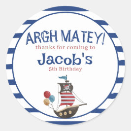 Jolly Roger Pirate Verjaardagsfeestje gastgunst Ronde Sticker