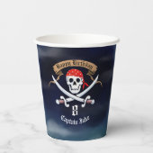 Jolly Roger Pirate verjaardagsfeestje Papieren Bekers (Achterkant)