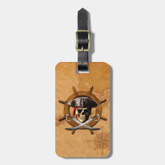 Jolly Roger Pirate Wheel Bagagelabel (Voorkant verticaal)